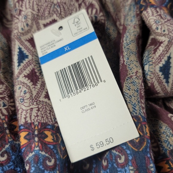 VINTAGE AMERICA BLUES MIX PURPLE PRINT PEASANT TUNIC BLOUSE WOMENS XL NWT - Picture 6 of 9